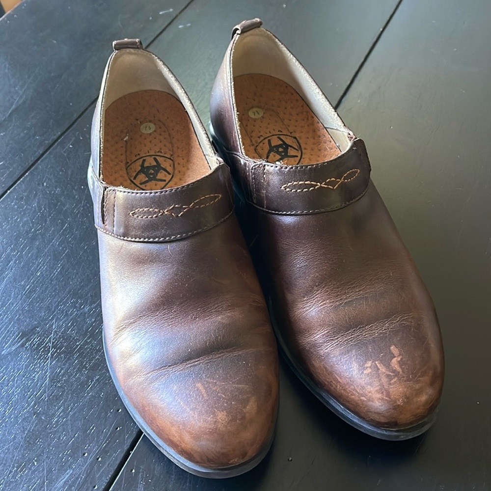 ARIAT Paddock Women's Size 7.5 Brown Leather Comfort Sport Clog Ankle Shoes